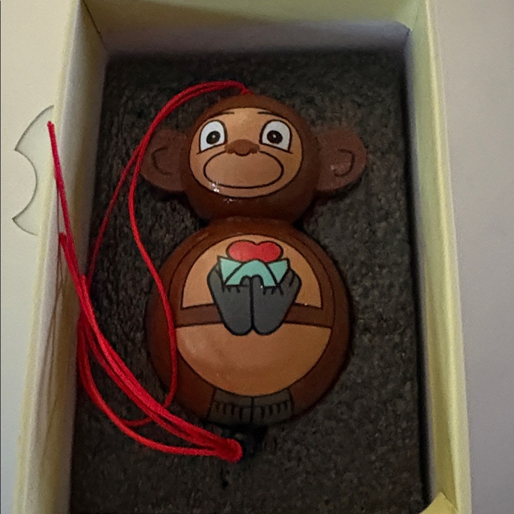 Wyn Wooden Monkey Keyring Bag Charm NIB